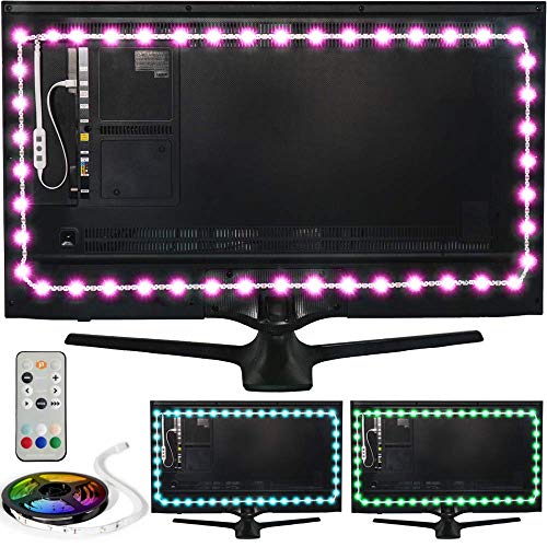 Power Practical Luminoodle Color Bias Lighting, USB TV and Monitor Backlight LED Strip Lights Kit with Dimmer, Remote - 6.6 ft for 24" to 60" TV - Medium - Image 1