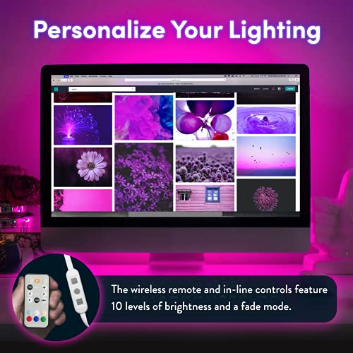 Power Practical Luminoodle Color Bias Lighting, USB TV and Monitor Backlight LED Strip Lights Kit with Dimmer, Remote - 6.6 ft for 24" to 60" TV - Medium - Image 3