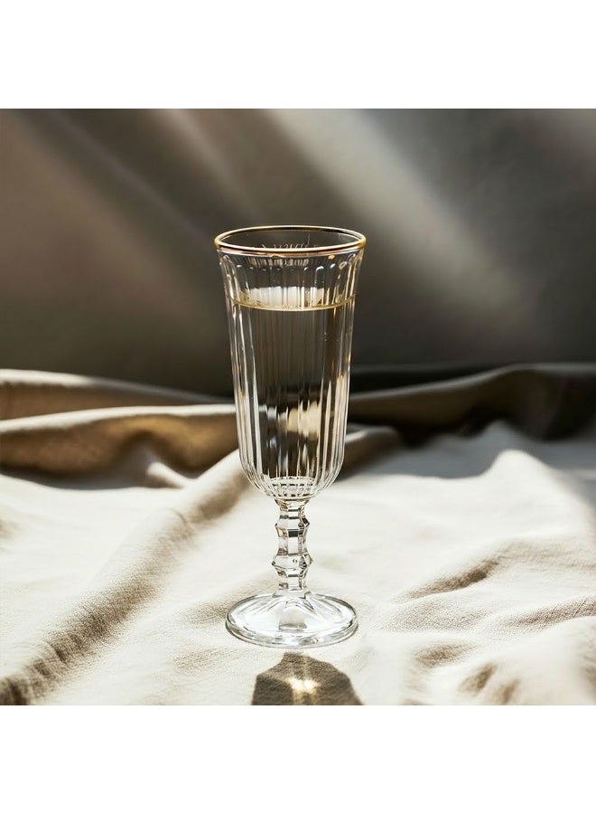 DANUBE HOME طقم كؤوس نبيذ 4 قطع بحافة ذهبية حقيقية - زجاج صودا لايم أنيق بسعة 120 مل للمطبخ وسطح الطاولة - مثالي لعشاق النبيذ - أنيق ودائم - تركيا - Image 1