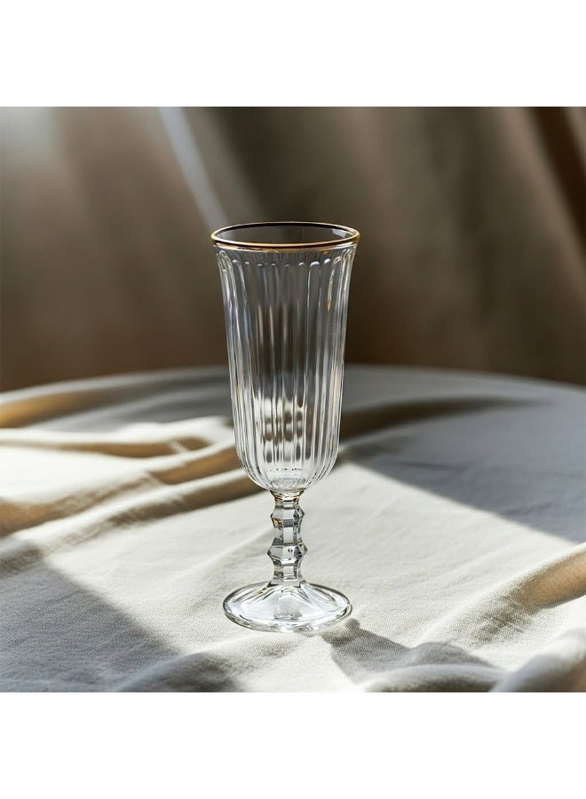 DANUBE HOME طقم كؤوس نبيذ 4 قطع بحافة ذهبية حقيقية - زجاج صودا لايم أنيق بسعة 120 مل للمطبخ وسطح الطاولة - مثالي لعشاق النبيذ - أنيق ودائم - تركيا - Image 2