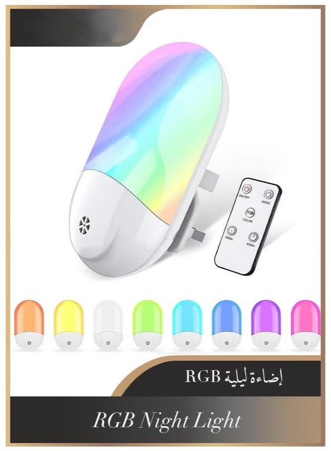 كيلا إضاءة ليلية LED، قابلة للتوصيل بالحائط، مستشعر تلقائي من الغسق إلى الفجر RGB، إضاءة ليلية متغيرة اللون، جهاز تحكم عن بعد، إضاءة ليلية LED متغيرة اللون لغرفة النوم، الممر، المطبخ، السلالم - Image 1