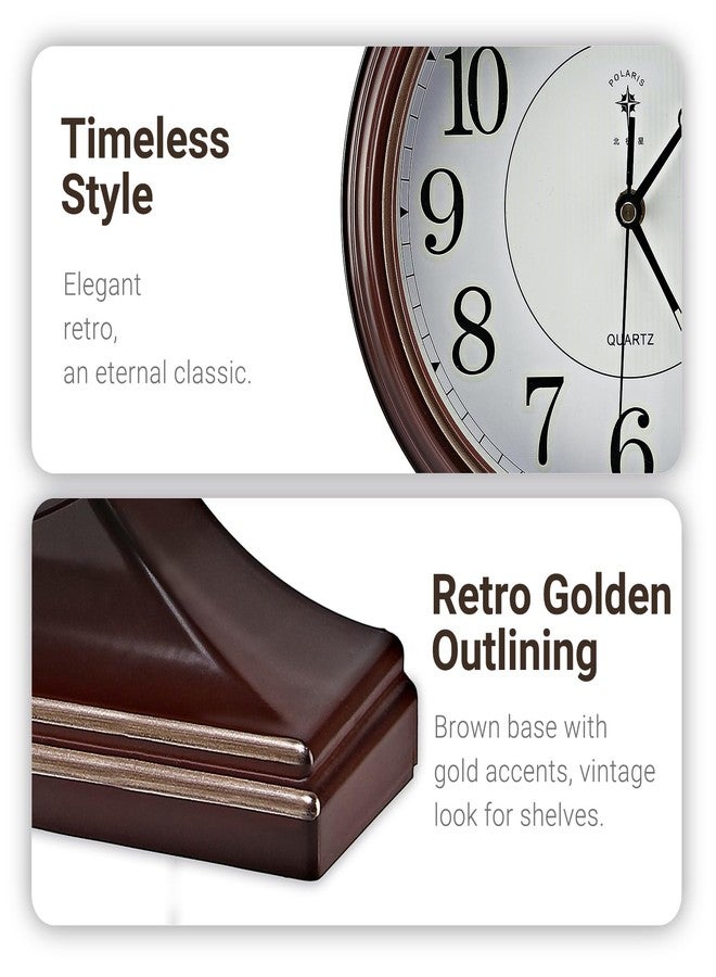 10-inch Vintage Mantel Desk Clock, Silent Desk Clock for Living Room Décor, Easy to Read Larege Retro Mantel Clocks for Fireplace and Shelf Decoration. (Brown) - Image 4