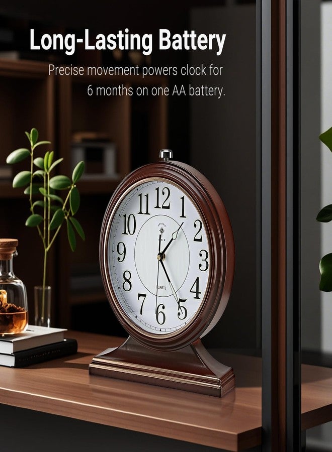 10-inch Vintage Mantel Desk Clock, Silent Desk Clock for Living Room Décor, Easy to Read Larege Retro Mantel Clocks for Fireplace and Shelf Decoration. (Brown) - Image 5