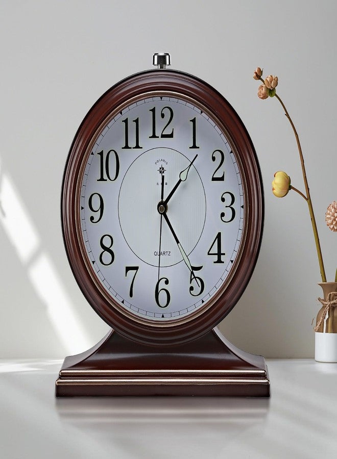 10-inch Vintage Mantel Desk Clock, Silent Desk Clock for Living Room Décor, Easy to Read Larege Retro Mantel Clocks for Fireplace and Shelf Decoration. (Brown) - Image 1