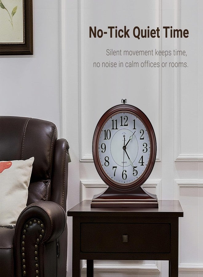 10-inch Vintage Mantel Desk Clock, Silent Desk Clock for Living Room Décor, Easy to Read Larege Retro Mantel Clocks for Fireplace and Shelf Decoration. (Brown) - Image 3