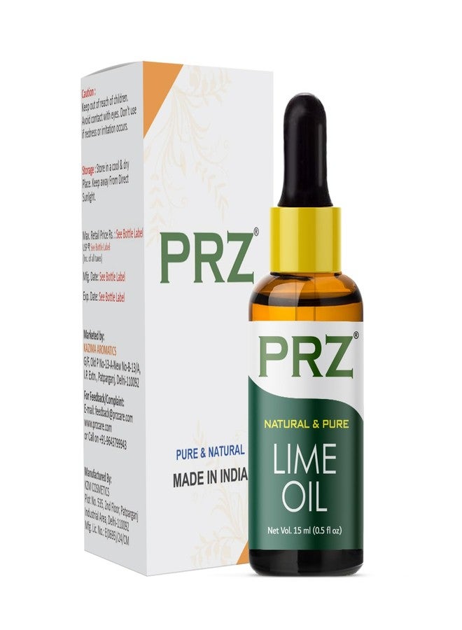 PRZ Lime Essential Oil - Pure Natural & Therapeutic Grade Oil for Aromatherapy Body Massage, Skin Care & Hair Care, 15 ml - Image 1