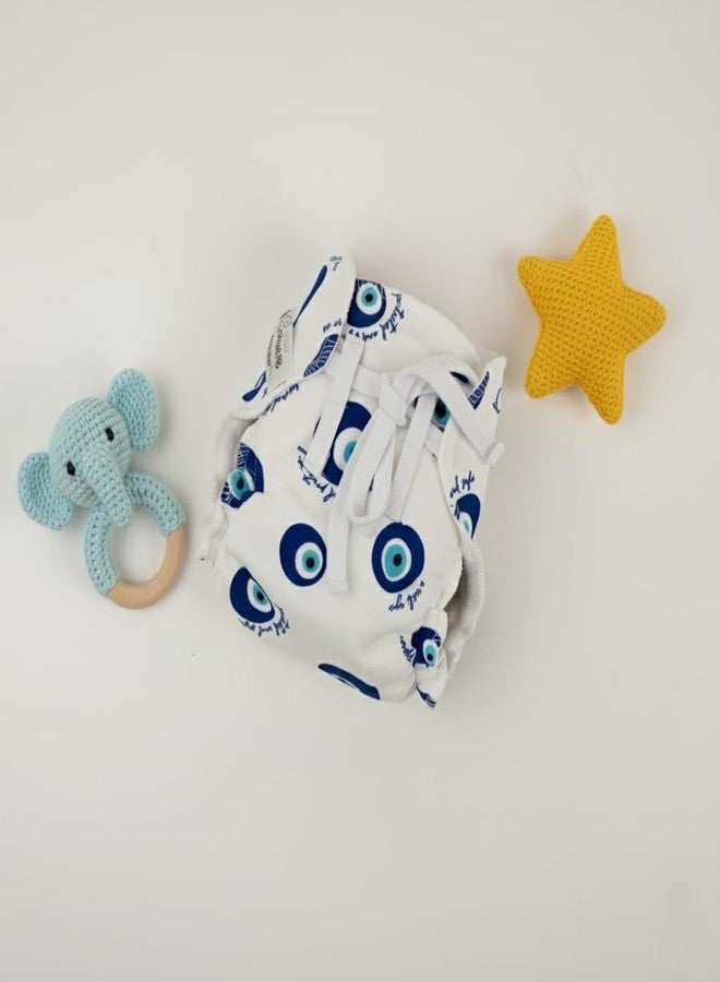 SNUGKINS Dry Feel Padded Langot/Nappies for New Born Baby 6-10 Months | 100% Pure Cotton Cloth Nappies | Washable & Reusable | Evil Eye Pack of 1 - Image 2
