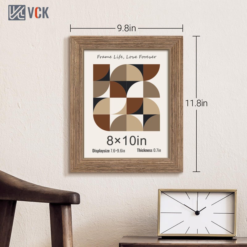 VCK 8x10 Picture Frame 3 Pack - Brown Walnut  Natural Textured Solid Wood Frame  Wall Gallery Frame - Image 2