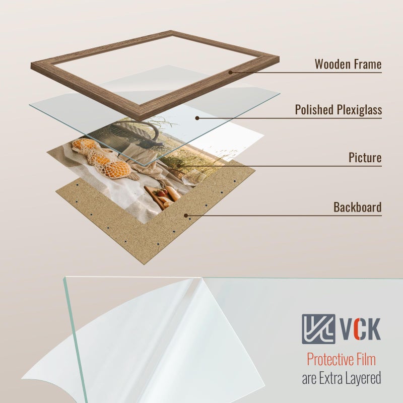 VCK 8x10 Picture Frame 3 Pack - Brown Walnut  Natural Textured Solid Wood Frame  Wall Gallery Frame - Image 5