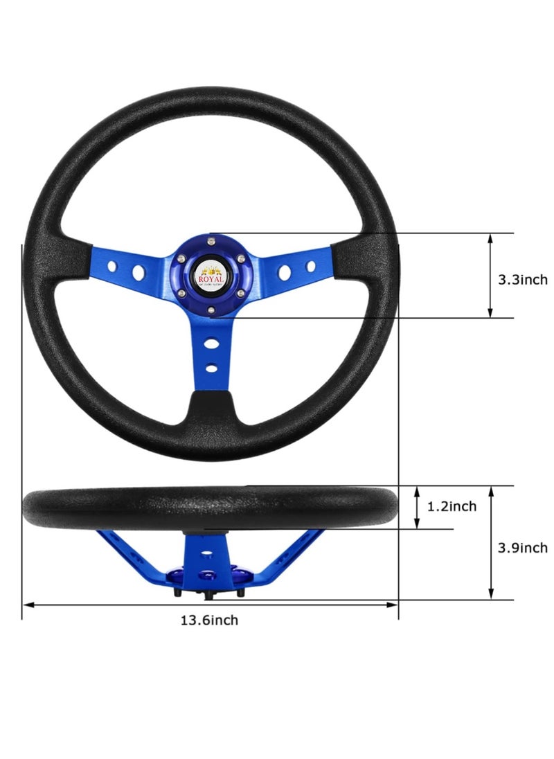 Royal ROYAL - Universal 14"/350mm Drift Sports Steering Wheel Suede Leather Deep Concave Round (O) Shaped Steering Wheel for Racing/Gaming/Rally/Motorsport (DYT-5125) (Red)  - Image 3