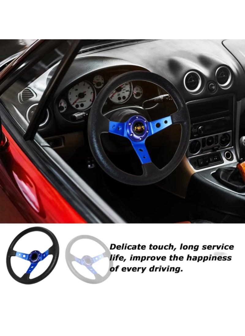 Royal ROYAL - Universal 14"/350mm Drift Sports Steering Wheel Suede Leather Deep Concave Round (O) Shaped Steering Wheel for Racing/Gaming/Rally/Motorsport (DYT-5125) (Red)  - Image 5