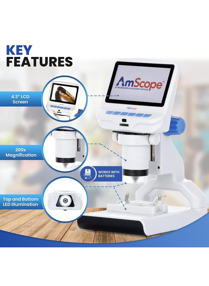 AmScope AmScope  43 inch Premium 1080P HD Portable LCD Digital Color Microscope with DualLED Illumination  DM140  - Image 3