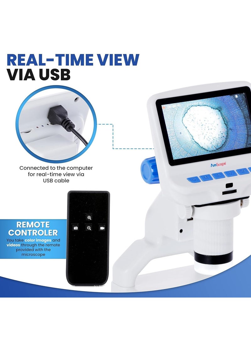 AmScope AmScope  43 inch Premium 1080P HD Portable LCD Digital Color Microscope with DualLED Illumination  DM140  - Image 4