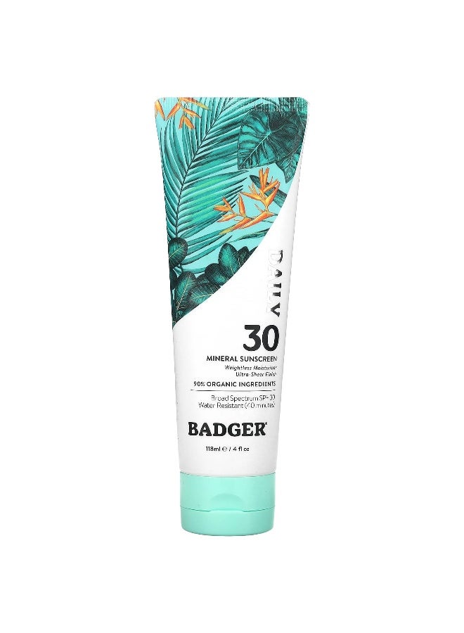 Badger, Daily, Mineral Sunscreen, SPF 30, 4 fl oz (118 ml) - Image 1