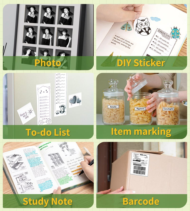 Fimax 6 Roll Mini Sticker Printer Photo Paper, 57 x 30mm Thermal Printer Paper White Self-Adhesive for PeriPage A6, Vretti TP6S Portable Thermal Pocket Printer Paper for Study Notes, Pictures - Image 5