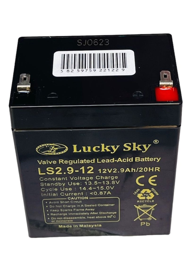 Lucky Sky 12V 2.9Ah High-Performance Rechargeable Sealed Lead Acid Battery is a reliable and long-lasting power source for a wide range of applications. - Image 3