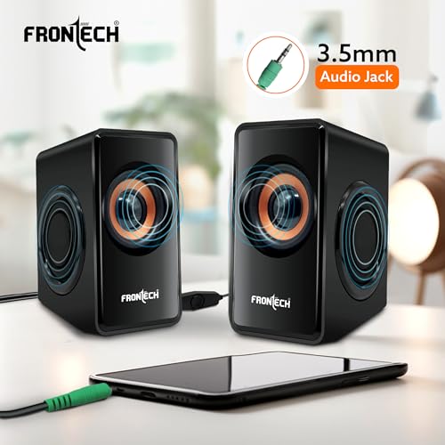FRONTECH 2.0 USB Powered Multimedia Speakers | 2 x 2.5W Drivers (5 cm) | 3.5mm Jack Connectivity | for Laptop, PC, TV, Mobile | 1 Year Warranty (SPK-0001, Black) - Image 4