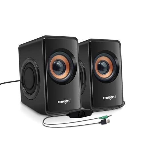 FRONTECH 2.0 USB Powered Multimedia Speakers | 2 x 2.5W Drivers (5 cm) | 3.5mm Jack Connectivity | for Laptop, PC, TV, Mobile | 1 Year Warranty (SPK-0001, Black) - Image 1