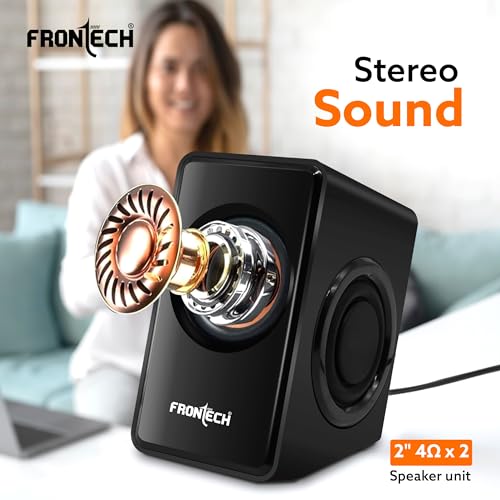 FRONTECH 2.0 USB Powered Multimedia Speakers | 2 x 2.5W Drivers (5 cm) | 3.5mm Jack Connectivity | for Laptop, PC, TV, Mobile | 1 Year Warranty (SPK-0001, Black) - Image 5