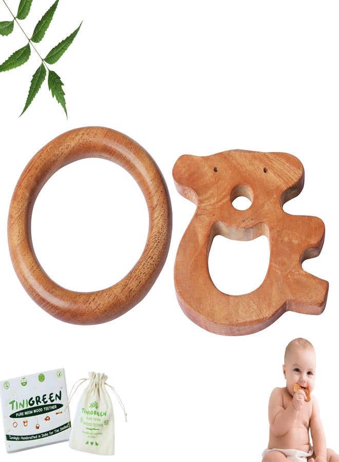 Tinigreen Natural and Chemical-Free Neem Wood Teethers for Baby (Pack of 2) - Image 1