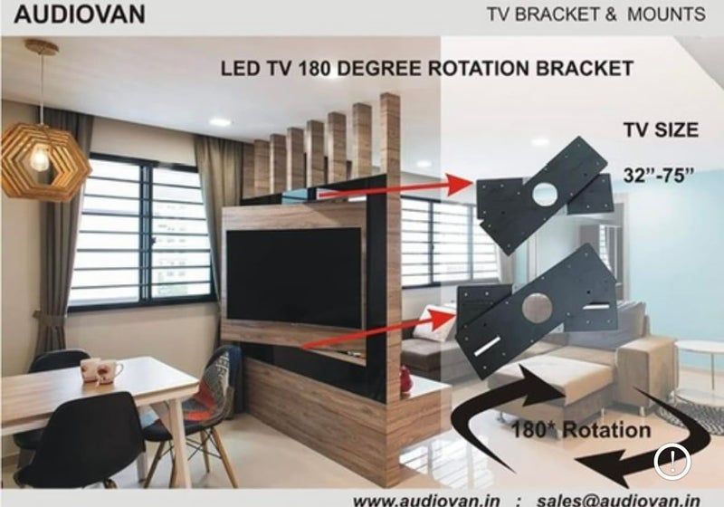 Audiovan Led Tv 360 Rotating TV Bracket for Room Partition Mounting Rotation Stand for partition Compatible for 32-75 Inches Led Modern Rotating TV Cabinet Design - Image 2