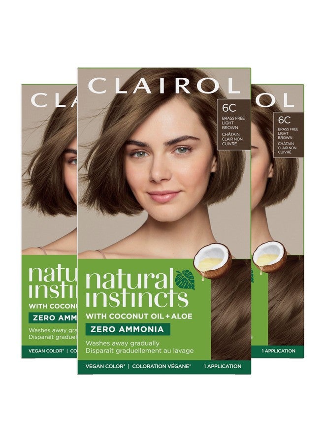 Clairol Natural Instincts Demi-Permanent Hair Dye, 6C Light Brown Hair Color, Pack of 3 - Image 1