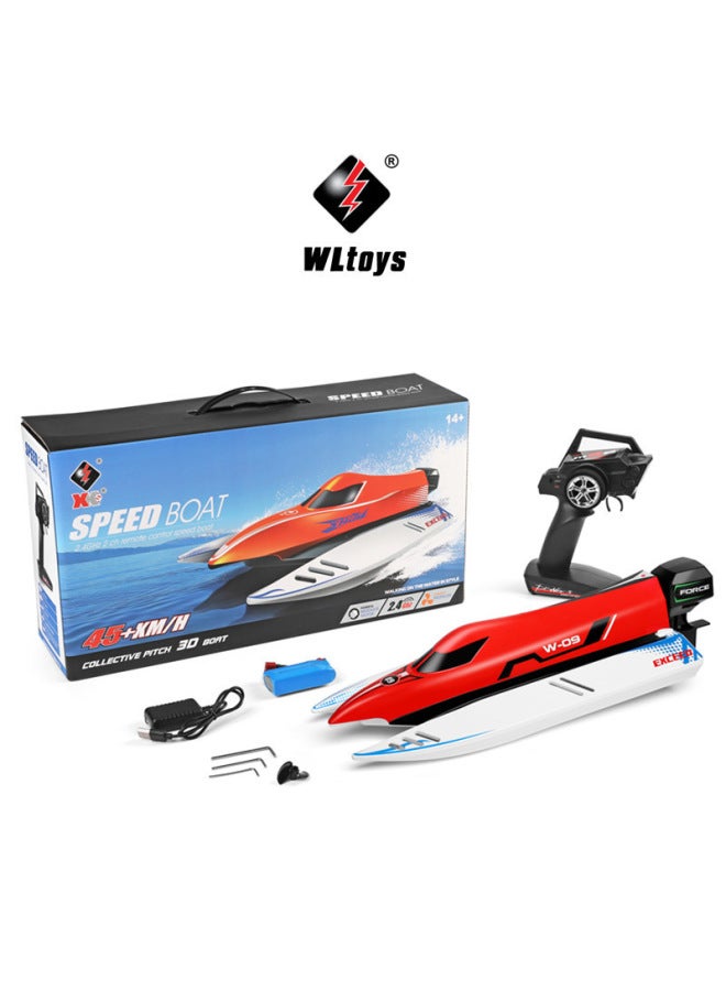 Weili WL915-A قارب مائي للتحكم عن بعد لعبة نموذج قارب مائي كامل الحجم بدون فرش عالي السرعة ومضاد للانقلاب، قارب للتحكم عن بعد - اللون: WL915-A أحمر (محرك بدون فرش + دوران تلقائي + إنذار منخفض الطاقة) - Image 1