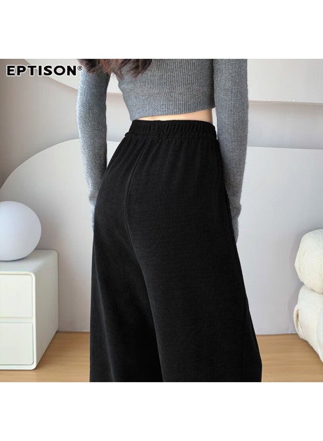 EPTISON Yipintiancheng Autumn Wide-leg Knit Casual Pants For Women Loose Slim Fit Draped Comfortable Solid Color Straight-leg Trousers - Image 4