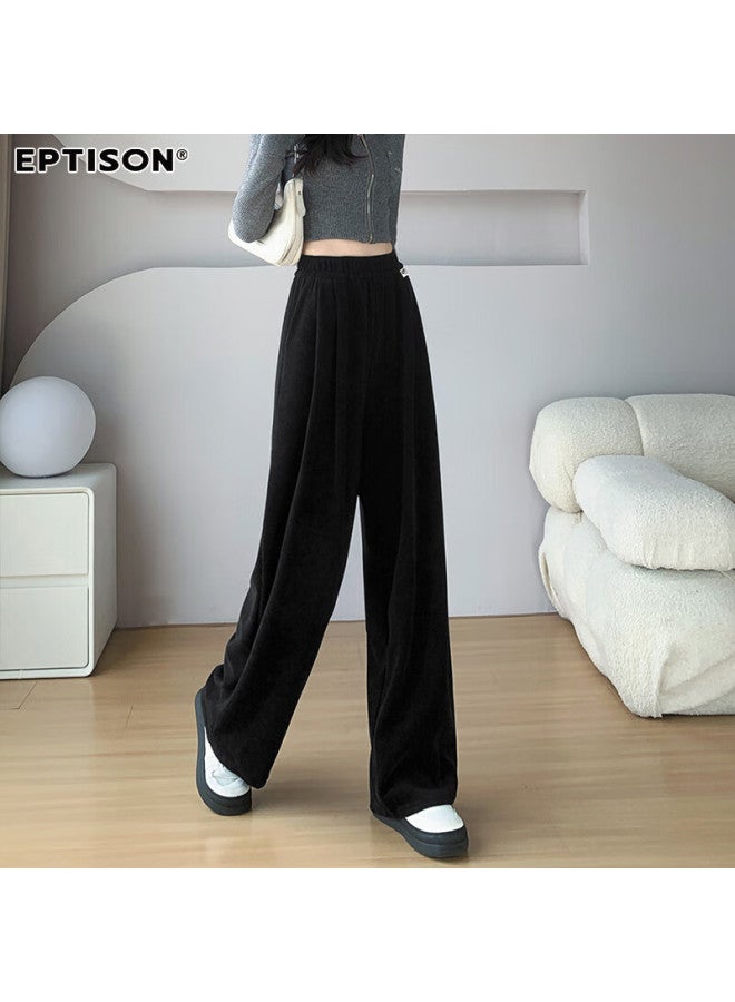 EPTISON Yipintiancheng Autumn Wide-leg Knit Casual Pants For Women Loose Slim Fit Draped Comfortable Solid Color Straight-leg Trousers - Image 3