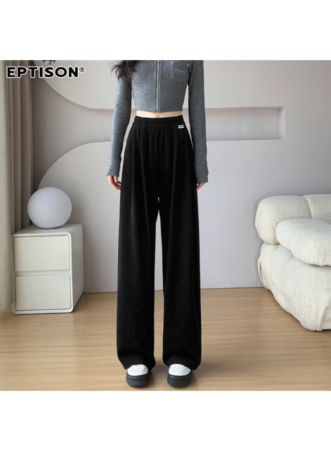 EPTISON Yipintiancheng Autumn Wide-leg Knit Casual Pants For Women Loose Slim Fit Draped Comfortable Solid Color Straight-leg Trousers - Image 2