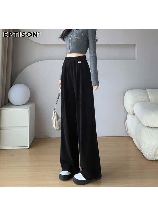 EPTISON Yipintiancheng Autumn Wide-leg Knit Casual Pants For Women Loose Slim Fit Draped Comfortable Solid Color Straight-leg Trousers - Image 1
