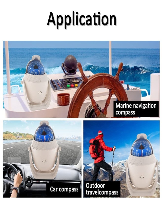 Geloo Boat Compass Flush Mount Compass, Marine Compass Dashboard with Light Pivoting, Dashboard Compass for Boat Car, Illuminated Dash Auto Compass Surface Mount (Blue) - Image 2