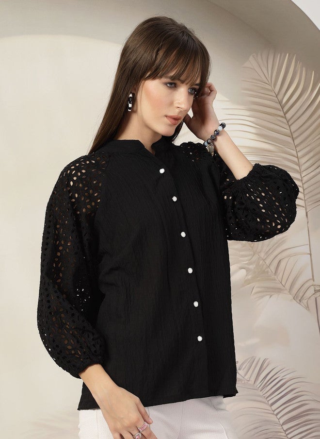 PlusS Black Casual Shirt for Women - Image 3