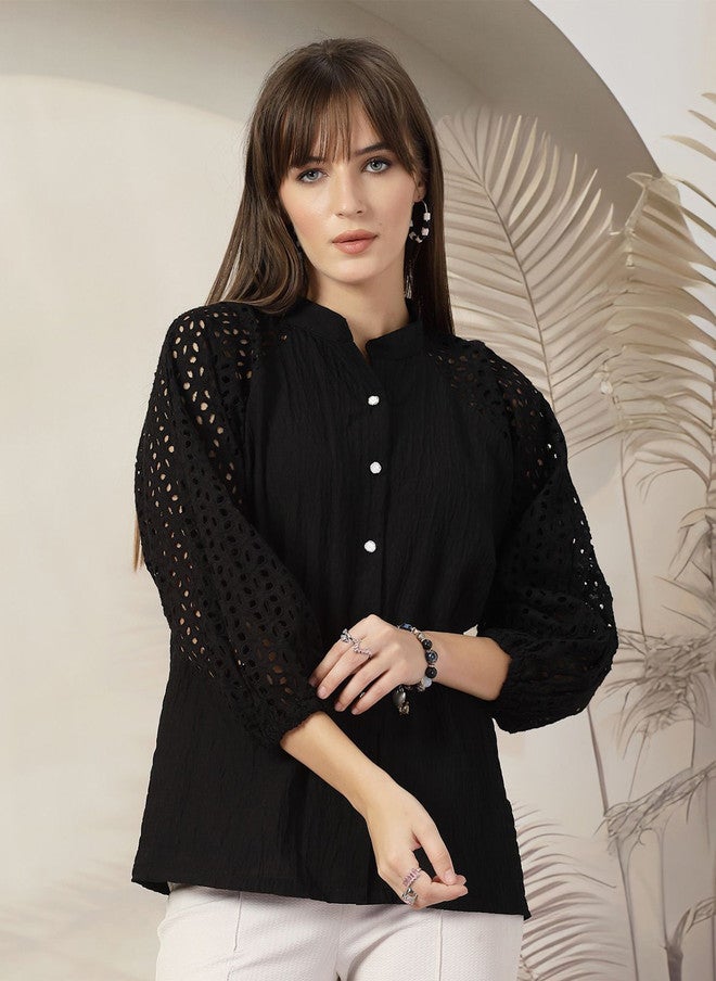 PlusS Black Casual Shirt for Women - Image 1