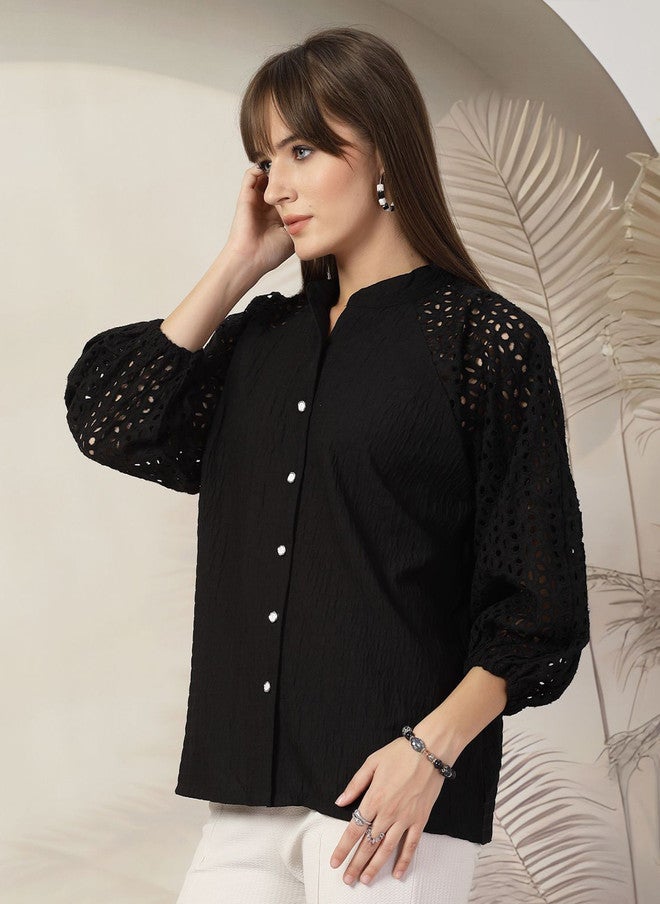 PlusS Black Casual Shirt for Women - Image 4