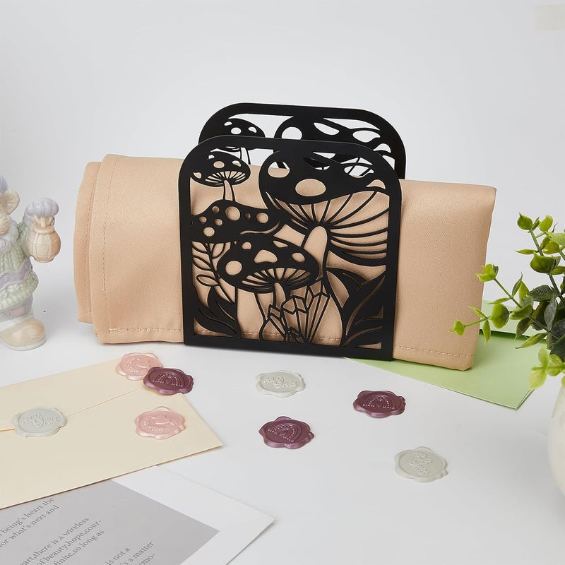 SUPERDANT Napkin Holder for Tables Mushroom Iron Napkin Holder Freestanding Napkin Dispenser Tabletop Tissue Stand Rustic Cloth Napkins Holders for Kitchen Table Farmhouse Restaurants Hotel - Image 5