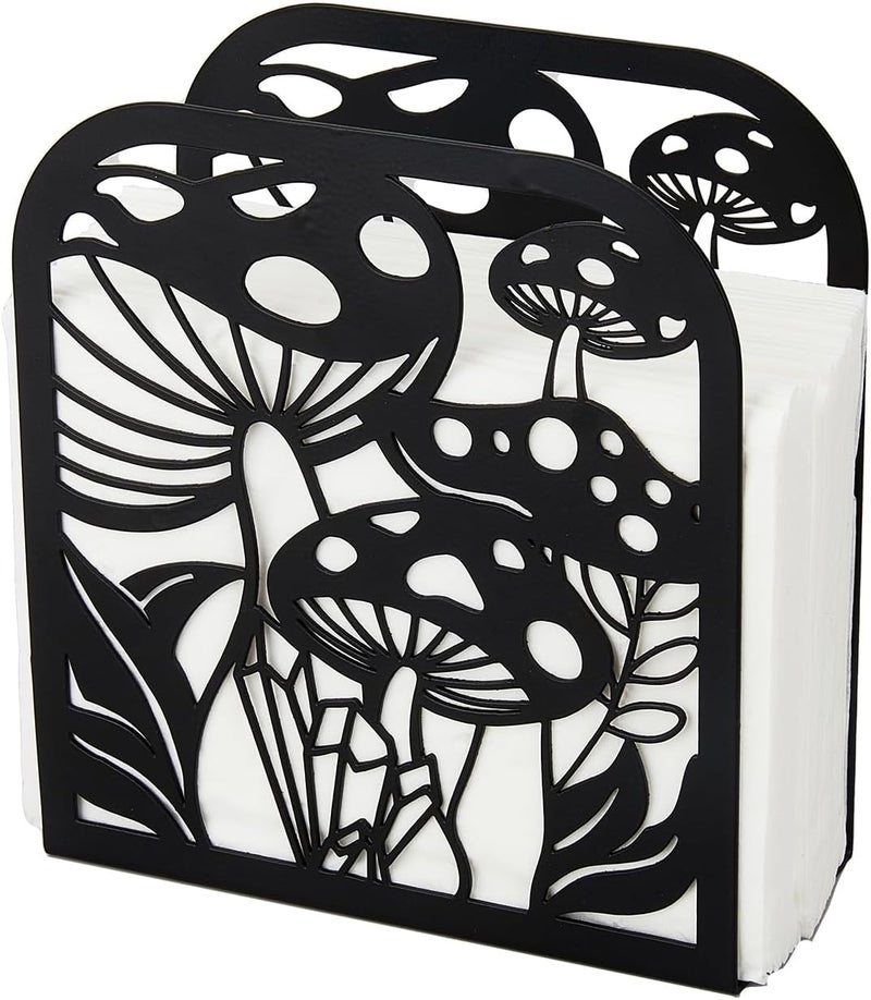 SUPERDANT Napkin Holder for Tables Mushroom Iron Napkin Holder Freestanding Napkin Dispenser Tabletop Tissue Stand Rustic Cloth Napkins Holders for Kitchen Table Farmhouse Restaurants Hotel - Image 1