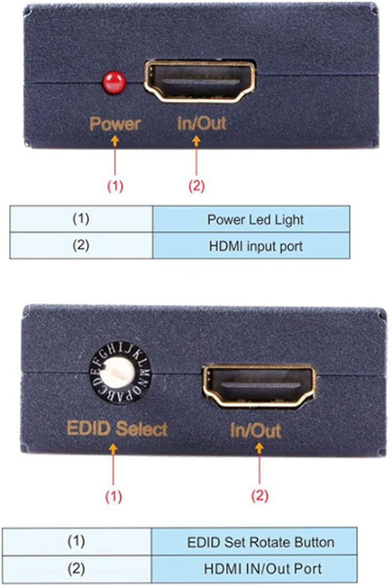 EDID Emulator Manager, EDID Manager Emulator Support 4K CEC, 16 EDID Modes, Compatible WithBackend Display Devices, Up to 10M Distance - Image 2
