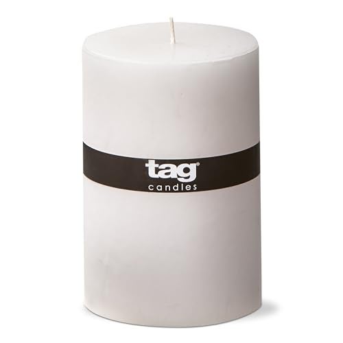 TAG Chapel 4X6 White Pillar Paraffin Wax Candle Unscented Drip-Free Long Burning 130 Hours for Home Decor Wedding Parties 4x6 White - Image 1