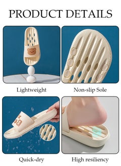 DUNISO Women's Cartoon Slippers Non-slip Thick Sole Bath Slippers Soft Shower Slippers Open Toe Quick Drying Slide Sandal Women's House Flat Slipper for Indoor & Outdoor  - Image 3
