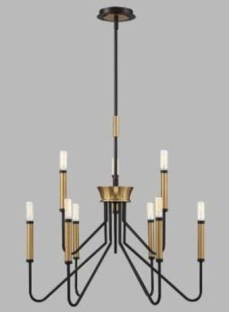Classic Gold/Black 9 Bulb Candle Ceiling Chandeliers - Image 3