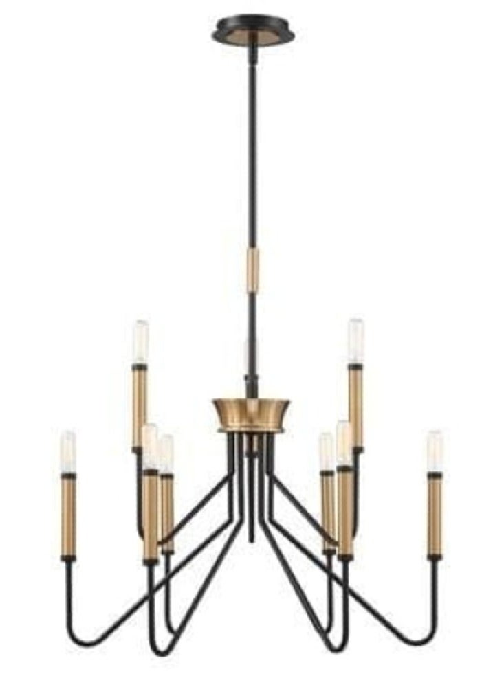 Classic Gold/Black 9 Bulb Candle Ceiling Chandeliers - Image 4