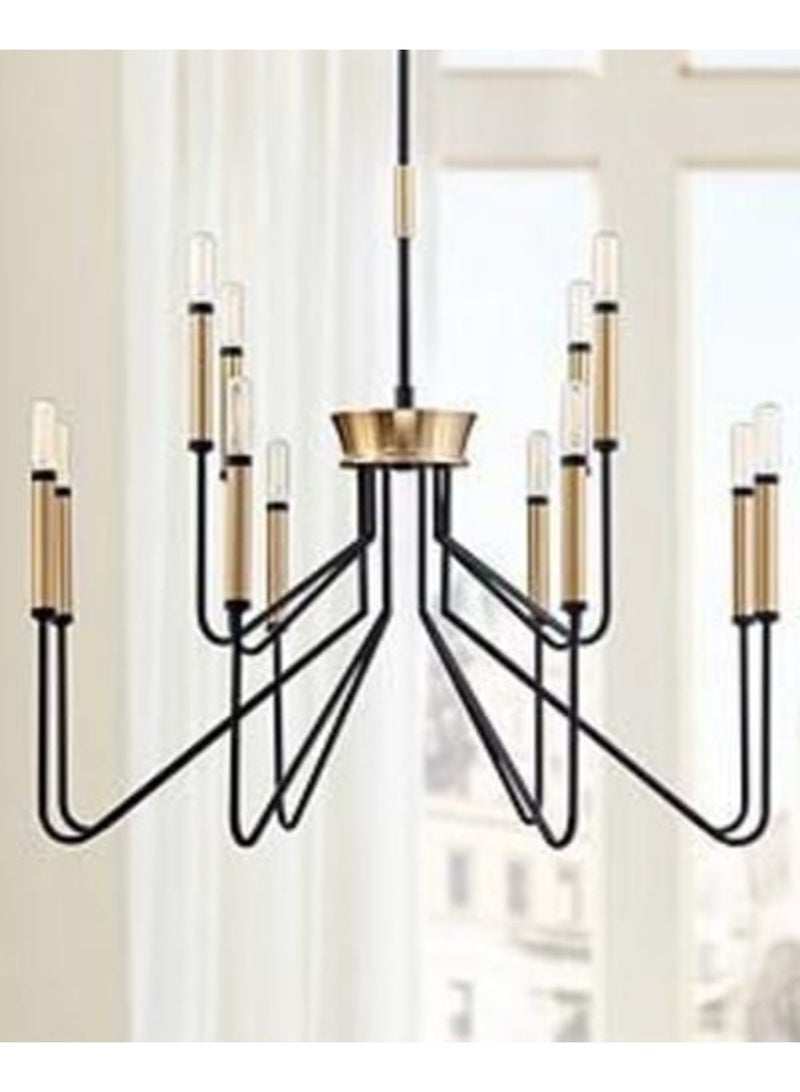 Classic Gold/Black 9 Bulb Candle Ceiling Chandeliers - Image 5