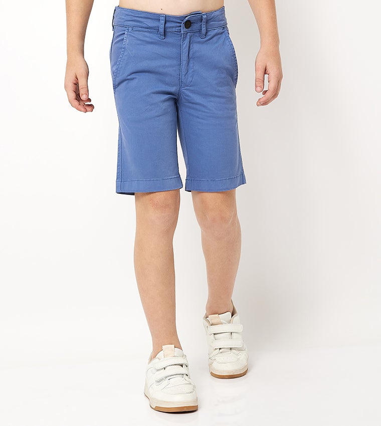 Solid Slim Fit Woven Shorts