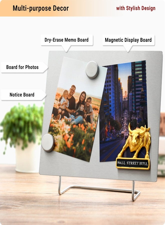 OutFormal Magnetic Bulletin Board with Stand - Small Dry Erase Memo Board - Tabletop Metal Easel for Magnet Display - 10x8 Inches + 2 Magnets - Image 3
