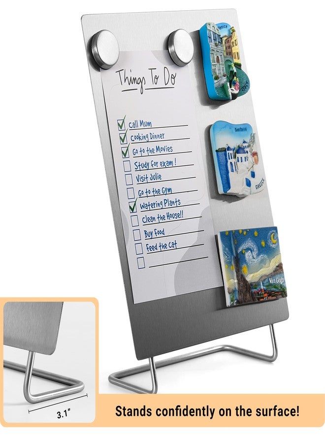 OutFormal Magnetic Bulletin Board with Stand - Small Dry Erase Memo Board - Tabletop Metal Easel for Magnet Display - 10x8 Inches + 2 Magnets - Image 2