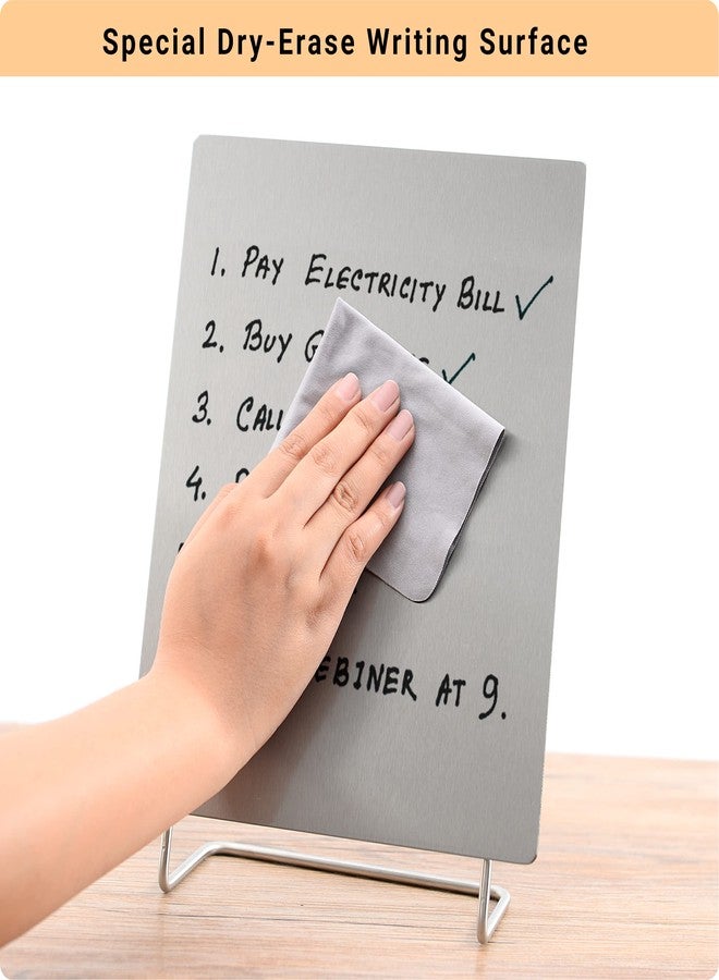 OutFormal Magnetic Bulletin Board with Stand - Small Dry Erase Memo Board - Tabletop Metal Easel for Magnet Display - 10x8 Inches + 2 Magnets - Image 5