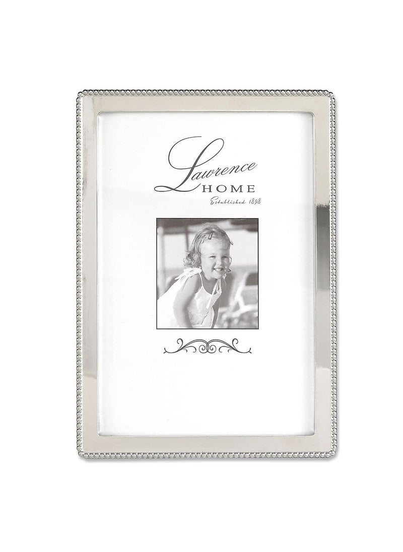 Lawrence Frames Lawrence Frames Metal Picture Frame with Delicate Outer Border of Beads Silver 4x6 