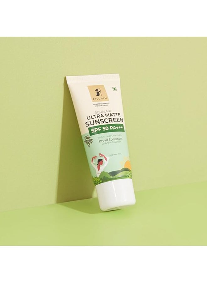 PILGRIM Squalane Ultra Matte Cream Sunscreen SPF 50 PA+++ 50 Grams  - Image 2