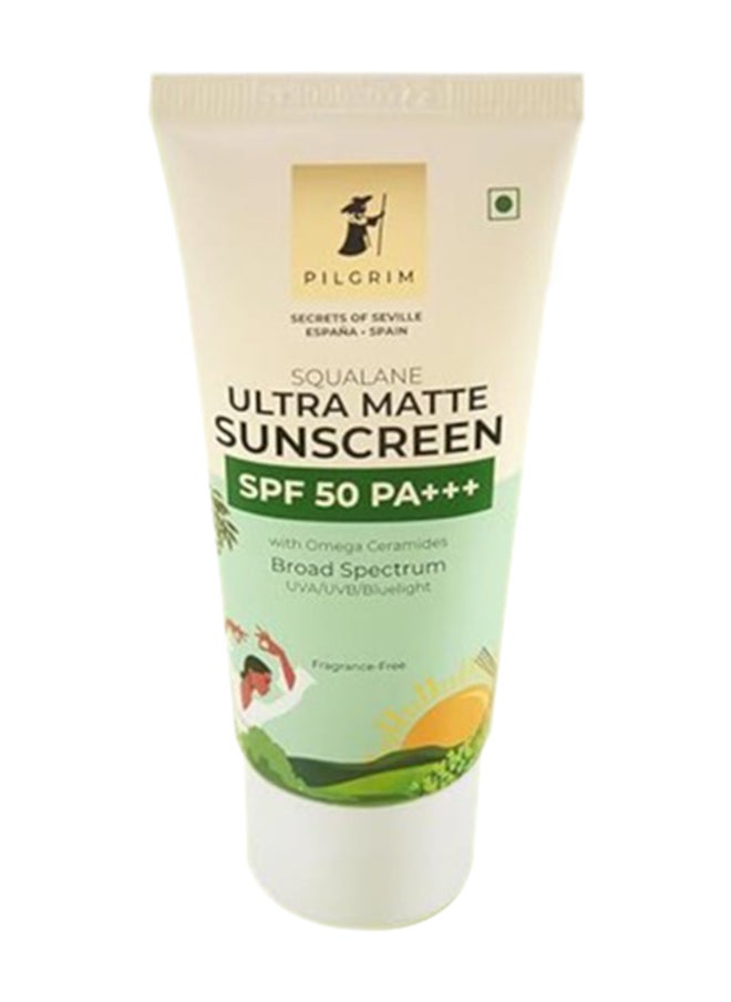 PILGRIM Squalane Ultra Matte Cream Sunscreen SPF 50 PA+++ 50 Grams  - Image 1